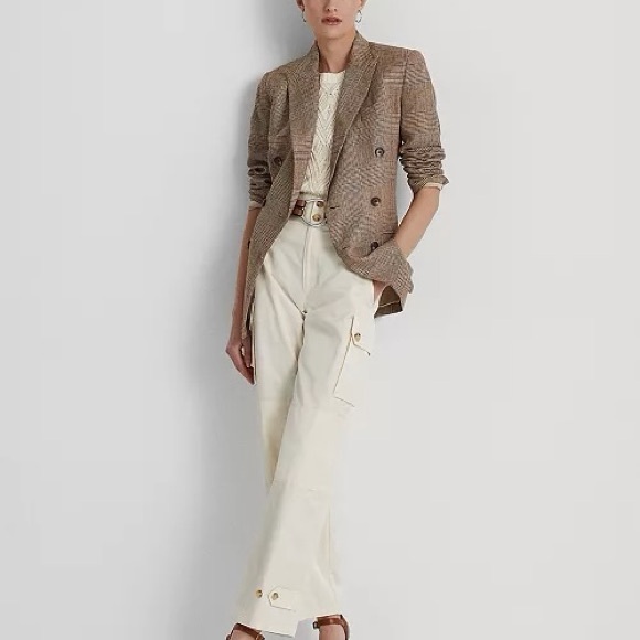 NWT Lauren Ralph Lauren ‘Women’s Shantung Wide-Leg Cargo Pants’ in Winter White - Picture 2 of 16